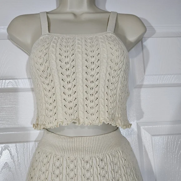 Cream Knit Skirt Size S - Picture 3 of 8